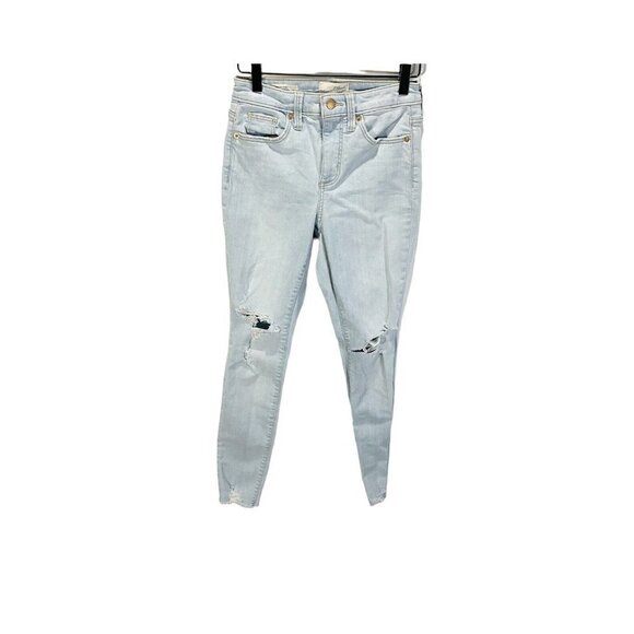 Women's High-Rise Skinny Cropped Jeans - Universal Thread Blue Size 0 Distressed - Picture 1 of 7